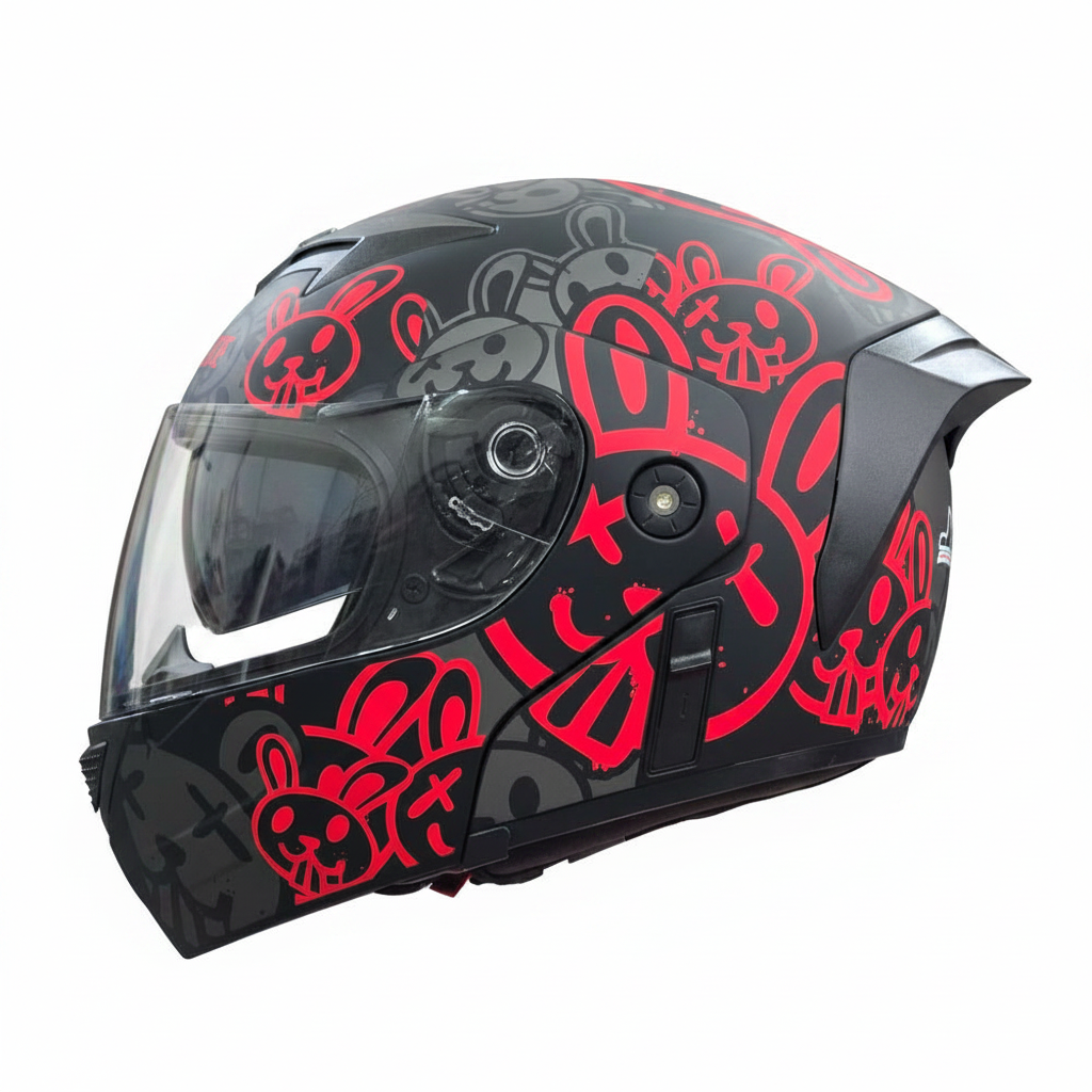 jiekai jk 111 flip up helmet Red Bunny