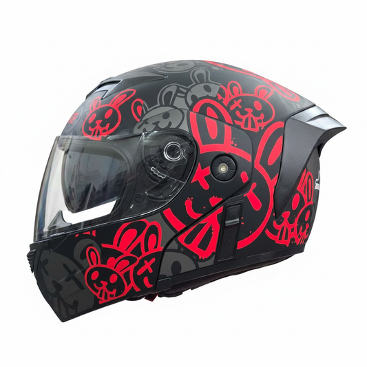 jiekai jk 111 flip up helmet Red Bunny